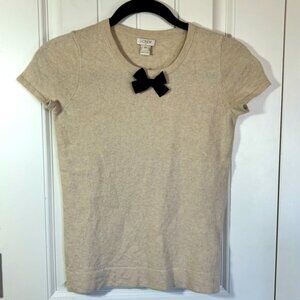 J Crew Outlet Tan Cap Sleeve Bow Sweater Merino Wool Blend Size XXS